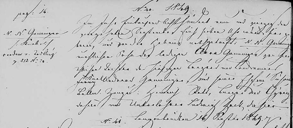 1849 - Geburt Ganninger, Tochter von Klara