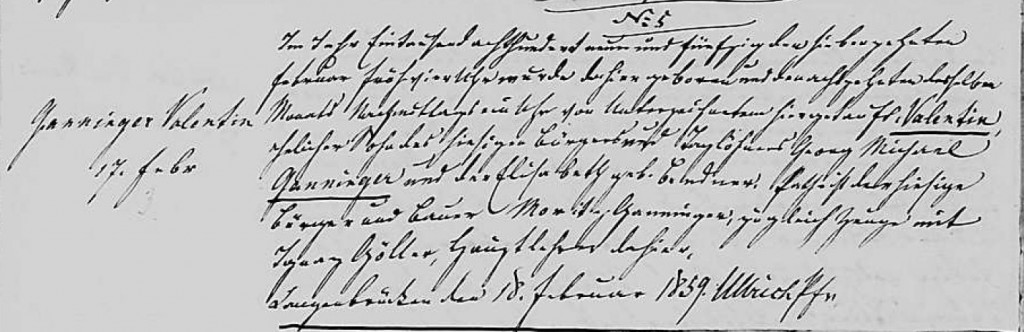1859 - Geburt Ganninger, Valentin