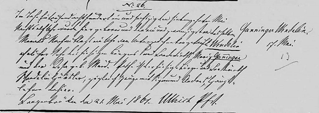 1861 - Geburt Ganninger, Wendelin